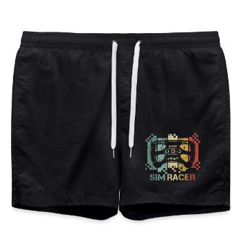 Rétro Sim Racer SimRacing Vintage Volant Gamer - Short de bain - noir - Devant - AI Model Male 185 light (185cm)