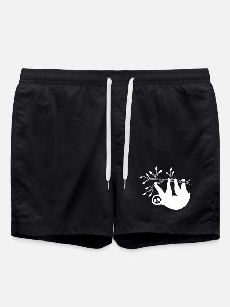 White Sloth Skull - Swim Trunks - black