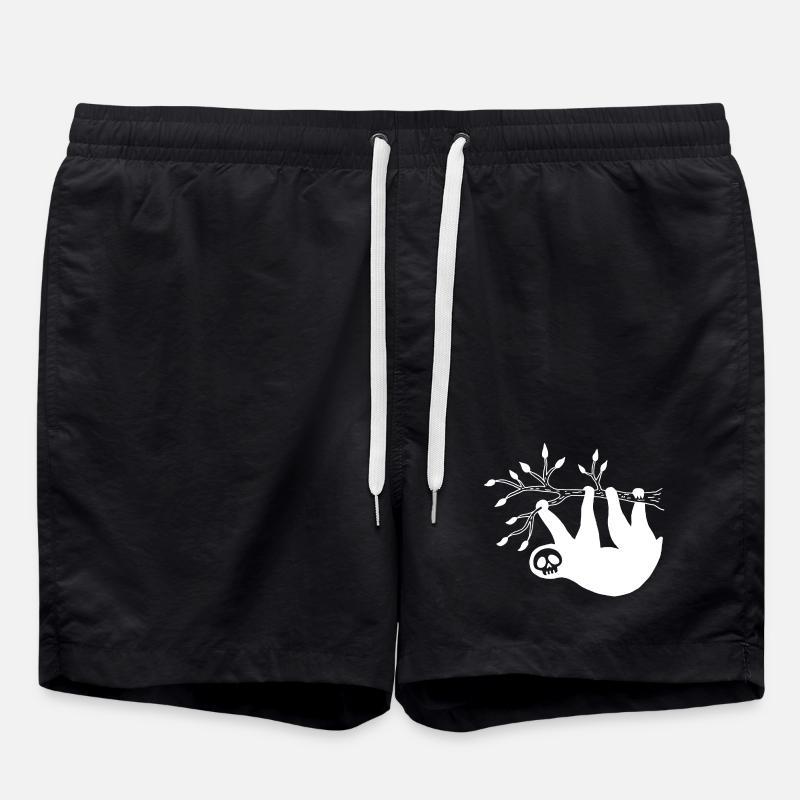 White Sloth Skull - Swim Trunks - black
