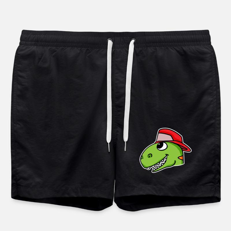 Dinosaur Head Dino - Swim Trunks - black