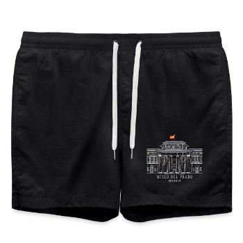 Madrid, Handzeichnung Museo del Prado, Spanien - Badeshorts - Schwarz - Vorne - AI Model Male 185 light (185cm)