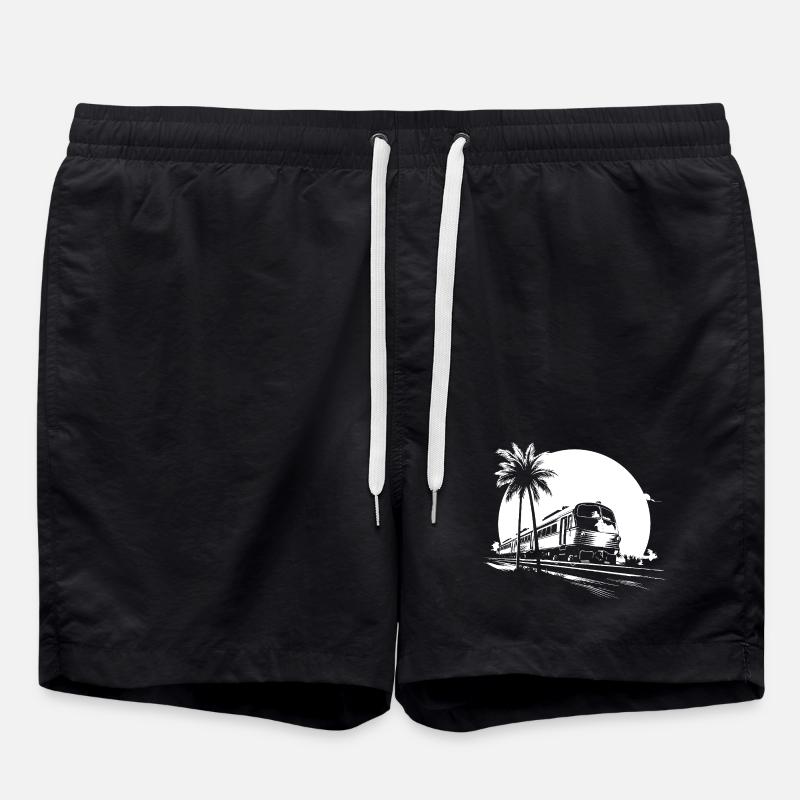 Train Graphics - Swim Trunks - black
