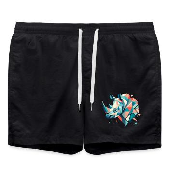 Rhinocéros abstrait – Force géométrique - Short de bain - noir - Devant - AI Model Male 185 light (185cm)