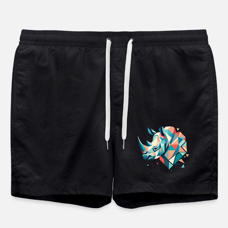 Rhinocéros abstrait – Force géométrique - Short de bain - noir