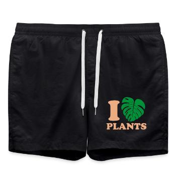 Tropique Naturel Monstera Design - Short de bain - noir - Devant - AI Model Male 185 light (185cm)