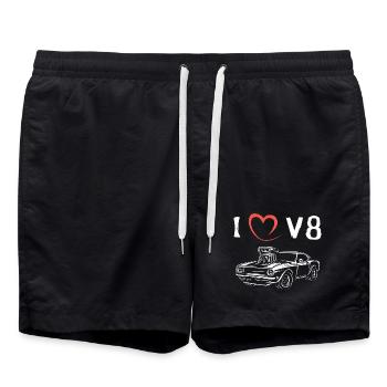 i love v8 american muscle cars - Big Block Cars - Swim Trunks - black - Front - AI Model Male 185 light (185cm)