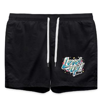 Vibrant Inspirant 'Level up now !' Conception du devis - Short de bain - noir - Devant - AI Model Male 185 light (185cm)