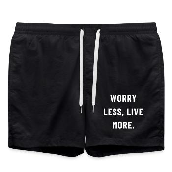 Worry less, live more - Swim Trunks - black - Front - AI Model Male 185 light (185cm)