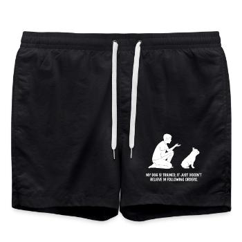 My dog is trained... - Swim Trunks - black - Front - AI Model Male 185 light (185cm)