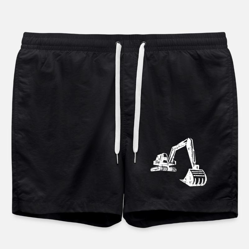 Bagger Silhouette Bauarbeiter Grunge Design - Badeshorts - Schwarz