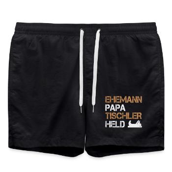 Mari Papa Charpentier Héros Menuisier Artisan - Short de bain - noir - Devant - AI Model Male 185 light (185cm)