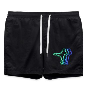 Muay Thai Kickboxer Silhouettes Boys Kickboxing - Swim Trunks - black - Front - AI Model Male 185 light (185cm)