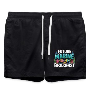 Future Marine Biologist with Fish - Swim Trunks - black - Front - AI Model Male 185 light (185cm)