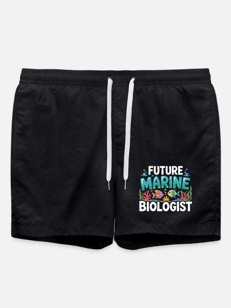 Future Marine Biologist with Fish - Swim Trunks - black