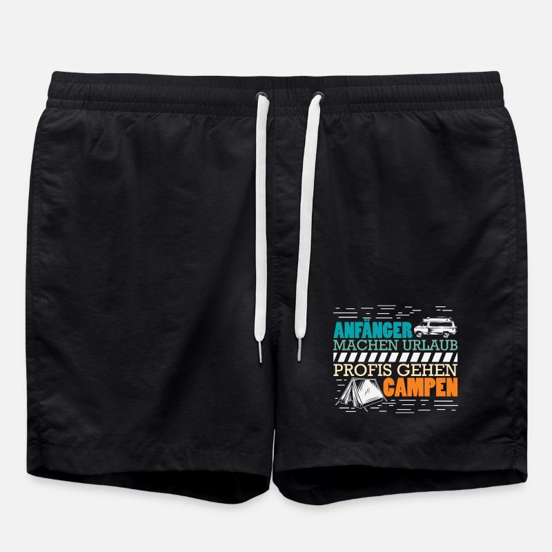 Camper Camping Wohnwagen Spruch - Badeshorts - Schwarz