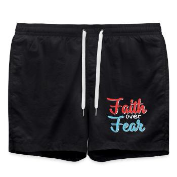 Glaube Über Angst Motiv Design - Badeshorts - Schwarz - Vorne - AI Model Male 185 light (185cm)