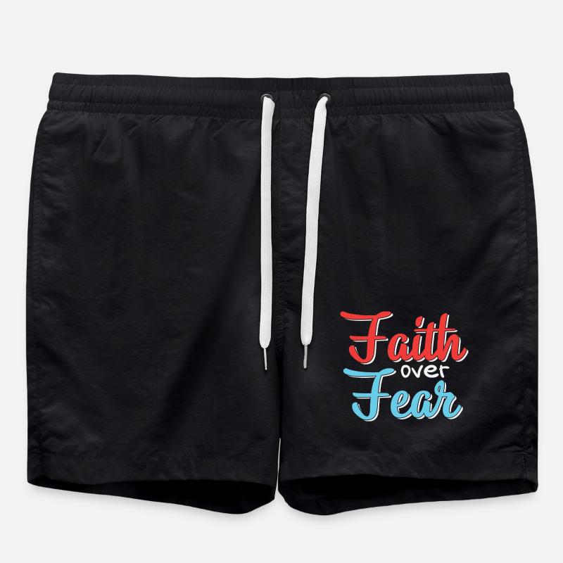 Glaube Über Angst Motiv Design - Badeshorts - Schwarz