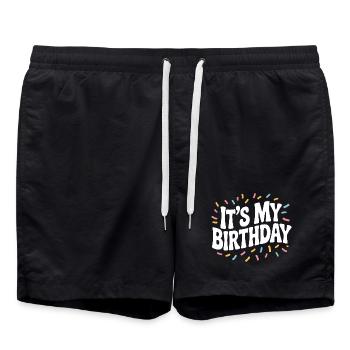 C'est mon anniversaire - Short de bain - noir - Devant - AI Model Male 185 light (185cm)