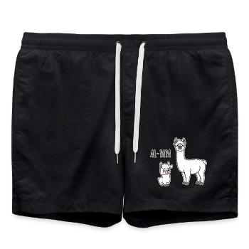Al-Papa Ein Alpaka Papa mit Alpaka Kind - Badeshorts - Schwarz - Vorne - AI Model Male 185 light (185cm)