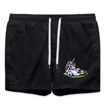 Unicorn Football Rainbow Casual Sunglasses - Swim Trunks - black - Front - AI Model Male 185 light (185cm)