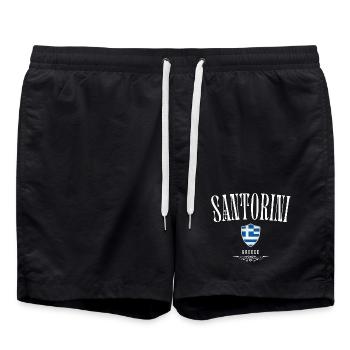 Santorini, Griechenland, minimalistisches Santorin-Design - Badeshorts - Schwarz - Vorne - AI Model Male 185 light (185cm)