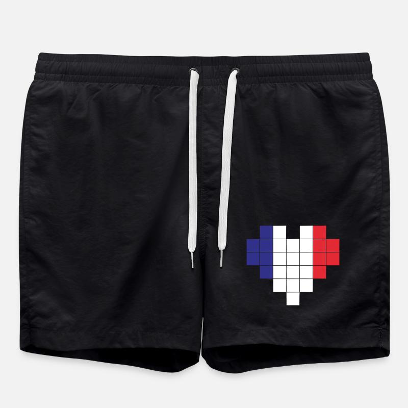 Drapeau Pixel Heart France - Short de bain - noir