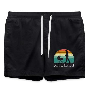 Bald Papa SO ROLL ICH LUSTIG - Badeshorts - Schwarz - Vorne - AI Model Male 185 light (185cm)
