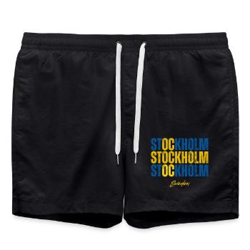 Stockholm Suède, fier Suédois - Short de bain - noir - Devant - AI Model Male 185 light (185cm)