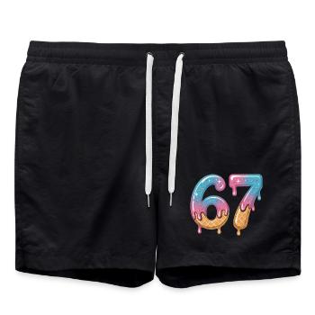 67 Eiscreme Tropfen - Badeshorts - Schwarz - Vorne - AI Model Male 185 light (185cm)