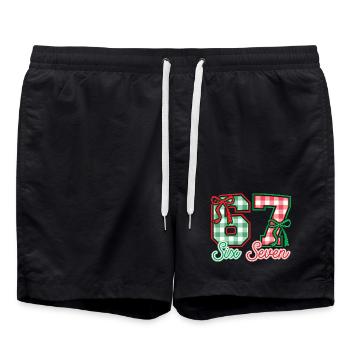 Festliche 67 Gingham-Bögen - Badeshorts - Schwarz - Vorne - AI Model Male 185 light (185cm)
