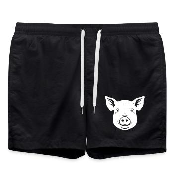 Vecteur de ferme face face de cochon - Short de bain - noir - Devant - AI Model Male 185 light (185cm)