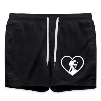 Herzwandern – Outdoor-Abenteuerliebhaber - Badeshorts - Schwarz - Vorne - AI Model Male 185 light (185cm)