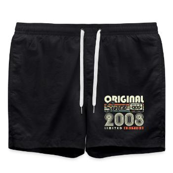 Original 2008 Jahrgang Vintage Geburtstag Retro - Badeshorts - Schwarz - Vorne - AI Model Male 185 light (185cm)