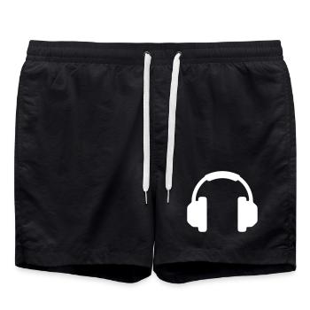 Kopfhörer Musik DJ Gaming Icon Vektor - Badeshorts - Schwarz - Vorne - AI Model Male 185 light (185cm)