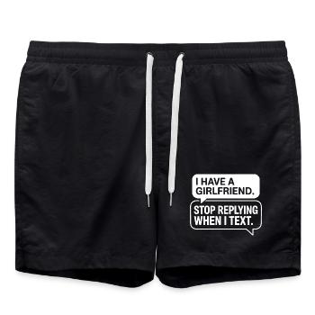 J’ai une copine, arrête de répondre à la fête anti-flirt - Short de bain - noir - Devant - AI Model Male 185 light (185cm)