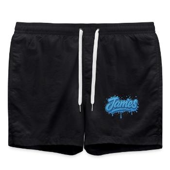 Graffiti Prénom James cadeau idéal imprimable  - Short de bain - noir - Devant - AI Model Male 185 light (185cm)