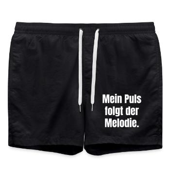 Melody Pulse – Typo Contrast - Swim Trunks - black - Front - AI Model Male 185 light (185cm)