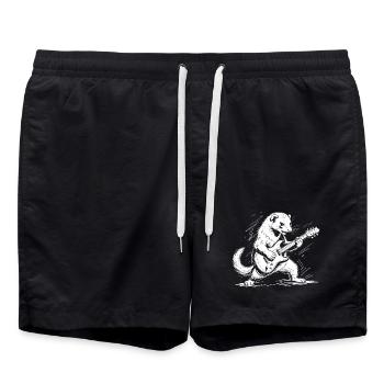Frettchen mit Rock-Gitarre - Badeshorts - Schwarz - Vorne - AI Model Male 185 light (185cm)