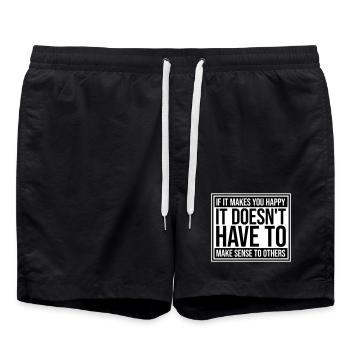 If Makes You Happy Sense Others Spruch Glück Frei - Swim Trunks - black - Front - AI Model Male 185 light (185cm)
