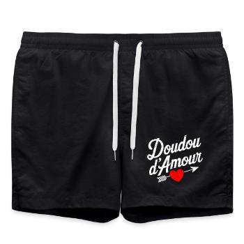 Doudou D'amour Saint valentin Couple - Short de bain - noir - Devant - AI Model Male 185 light (185cm)