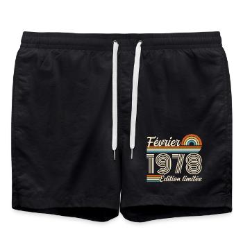 Born in February 1978 | 48th Anniversary - Swim Trunks - black - Front - AI Model Male 185 light (185cm)