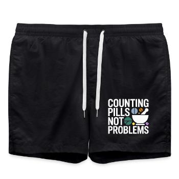 Pharmacien de détail comptant les pilules sur ordonnance - Short de bain - noir - Devant - AI Model Male 185 light (185cm)