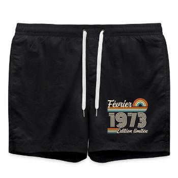 Born in February 1973 | 53rd Anniversary - Swim Trunks - black - Front - AI Model Male 185 light (185cm)