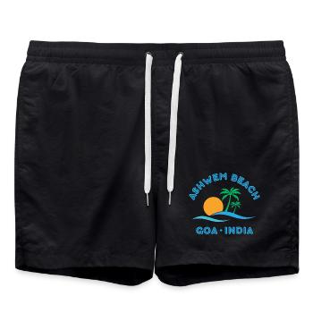 Ashwem Beach Goa Sonnenuntergangspalme - Badeshorts - Schwarz - Vorne - AI Model Male 185 light (185cm)