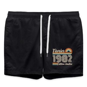 February 1982 - Swim Trunks - black - Front - AI Model Male 185 light (185cm)
