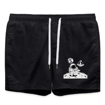 Astronauten-Lieferung Alien-Weltraumpizza - Badeshorts - Schwarz - Vorne - AI Model Male 185 light (185cm)