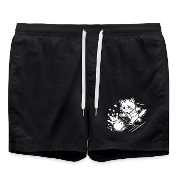 Bowling Kawaii Cat - Short de bain - noir - Devant - AI Model Male 185 light (185cm)