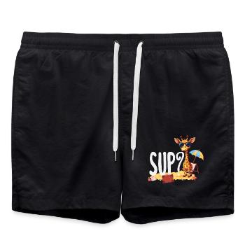 Sup Funny Giraffe Holiday Summer Beach - Swim Trunks - black - Front - AI Model Male 185 light (185cm)