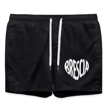 Brescia Italien Herzform - Badeshorts - Schwarz - Vorne - AI Model Male 185 light (185cm)