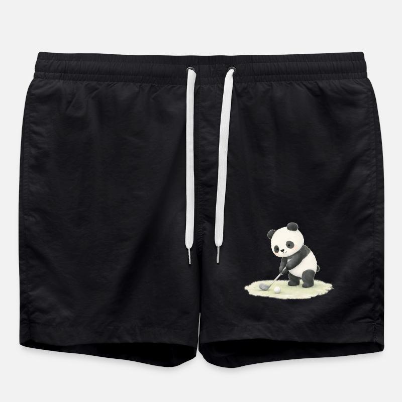 Illustration de panda jouant au golf - Short de bain - noir